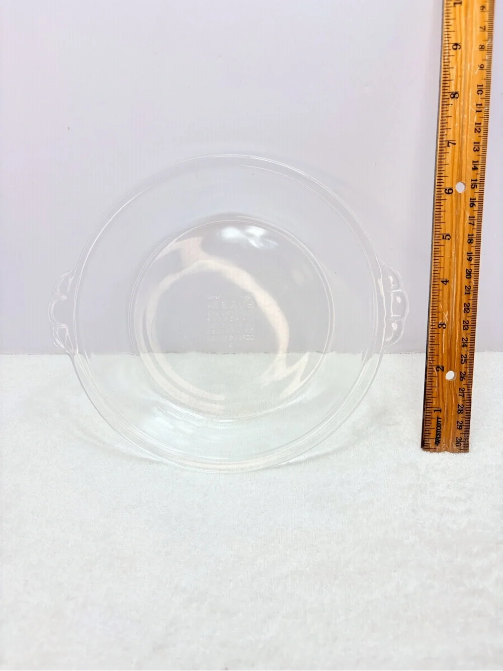 Vintage Pyrex Clear Pie dish with beautiful scalloped handles